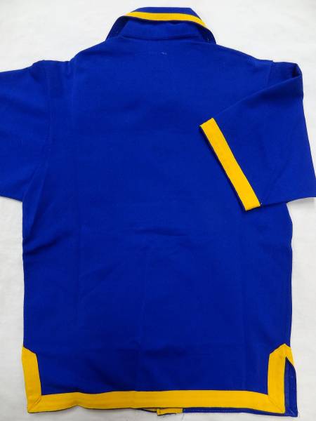ビンテージ 希少 50S 60S レア デザイン 襟付き 「？」 スポーツ ジャージ 半袖 トップス シャツ Tシャツ 青 黃色 トリム ブルー イエロー