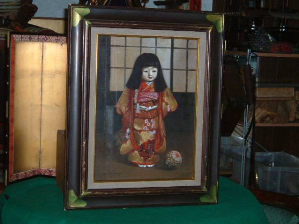 :即決【古都京都】「市松油彩」京人形、市松人形 、絵畫、油彩〝衣