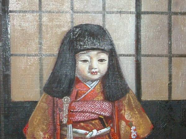 :即決【古都京都】「市松油彩」京人形、市松人形 、絵畫、油彩〝衣