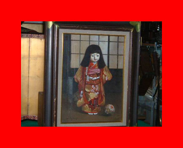 :即決【古都京都】「市松油彩」京人形、市松人形 、絵畫、油彩〝衣