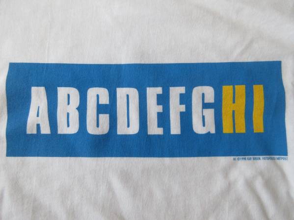 90's ケイ ローゼン FOTOFOLIO ABCDEFGHI BOX ロゴ Tシャツ XL KAY ROSENボックス メッセージ 言語 アルファベットART芸術 現代美術 美術館