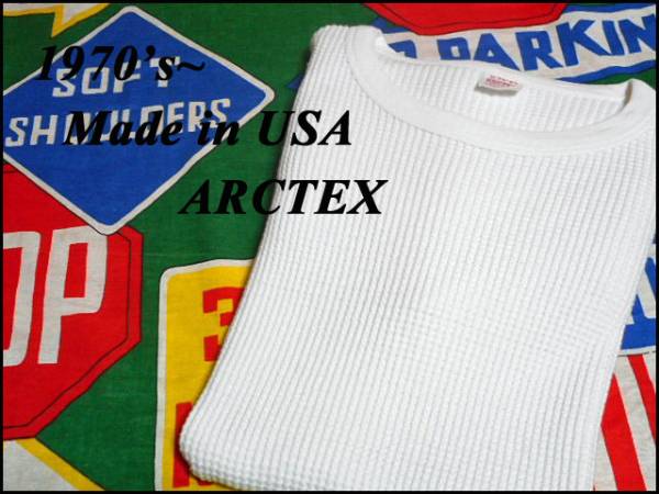 《美品》USA製ARCTEXビンテージコットンワッフルサーマル70s白色