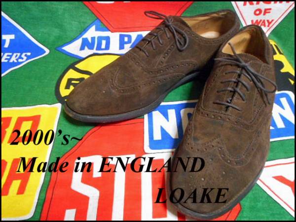 《オススメ》英国製LOAKEブラウンスウェードウイングチップ革靴