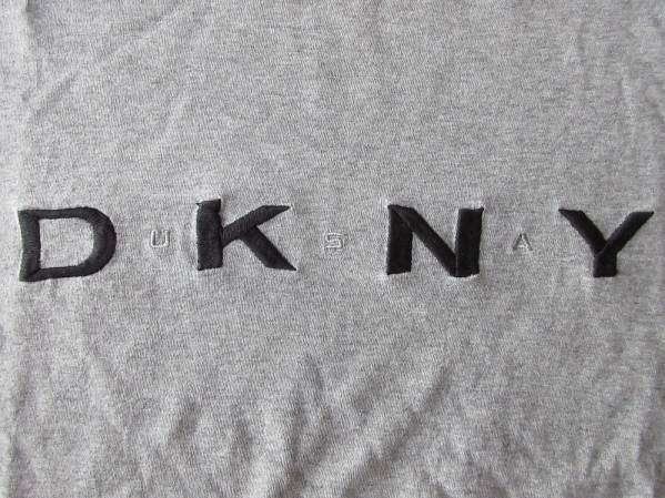 90's DKNY USA 刺繍 2トーン 長(zhǎng)袖 カットソー M ヘザーグレー ブラック ダナキャラン ニューヨーク ロンTシャツ NYC Donna Karan New York
