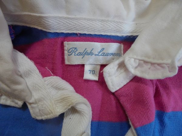  Ralph Lauren * бледно-голубой розовый. симпатичный рубашка с длинным рукавом *70