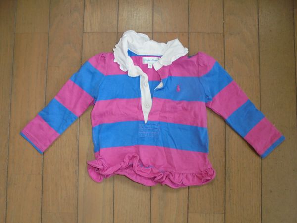  Ralph Lauren * бледно-голубой розовый. симпатичный рубашка с длинным рукавом *70