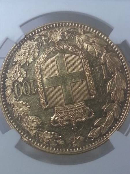 △希少△ 1883R 金貨 イタリア ウンベルト1世 100リラ AU55 - 貨幣