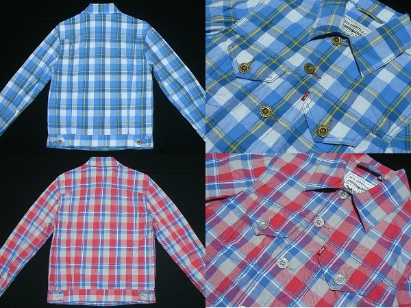 LEVISリーバイスRedTabシャツトラッカージャケットS赤+青チェック２枚組_画像3