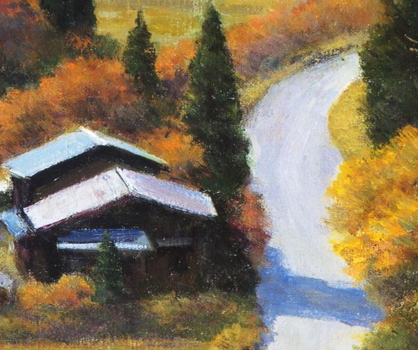 さくら様専用　秋のパステルアート　彩りの紅葉山　パステル画原画