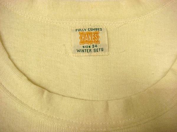 ビンテージ HANES ヘインズ 希少 30S 40S 50S Cネック 白 生成り 無地 Tシャツ デッドストック レア バインダー ネック サイズ 34 スタンプ