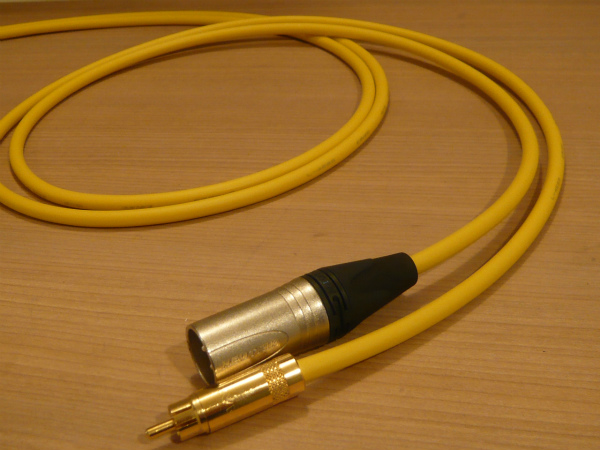 ★ 即決 RCA⇔XLRオス 1m BELDEN 8412 黄 NEUTRIK 金メッキ (メス変更可能 L.R識別処理可能) ★