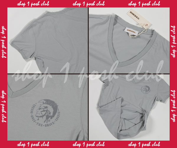 DIESEL【00CDYL】V首コットン＊半袖＊Tシャツ＊OR919薄グレーL
