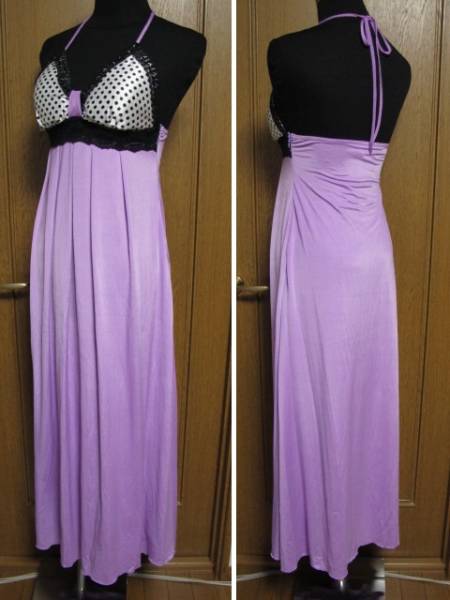 Pinkbreath dot pattern holder neck dress purple size M