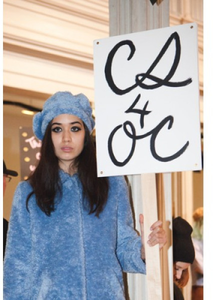 Chloe sevigny opening ceremony blue fur coat