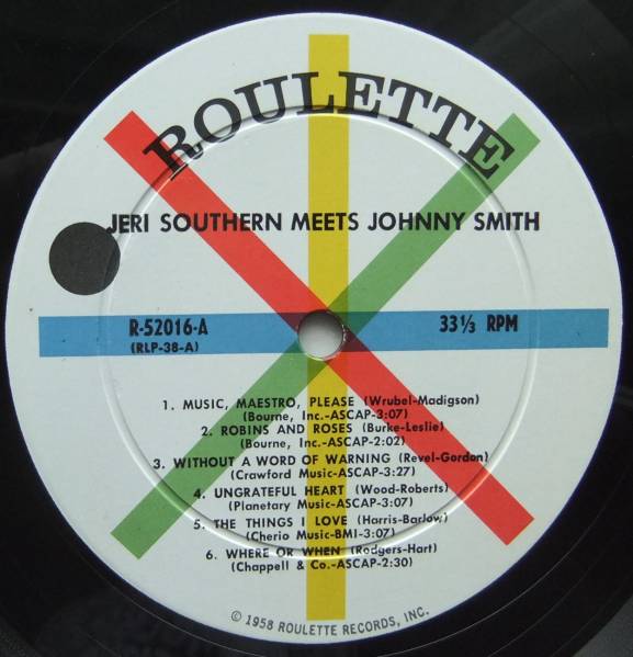 ◆ JERI SOUTHERN Meets JOHNNY SMITH ◆ Roulette R-52016 (bar:dg) ◆_画像3