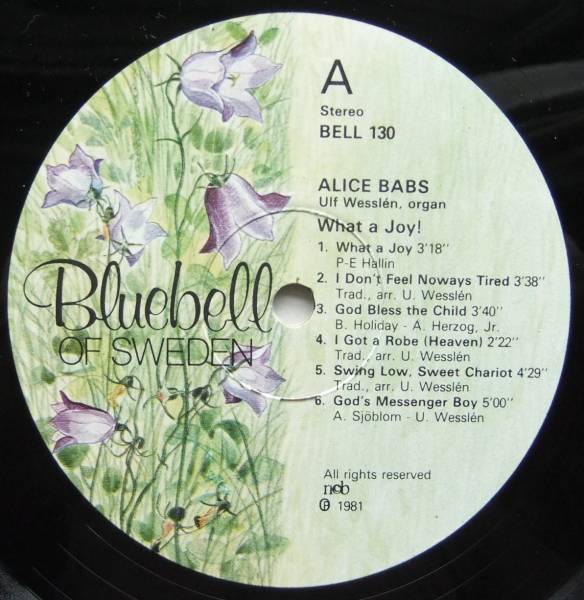 ◆ ALICE BABS / What a Joy! ◆ Bluebell BELL-130 (Sweden) ◆_画像3