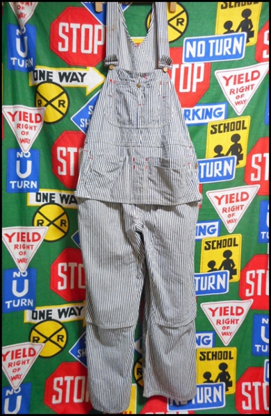 * редкий Work фартук *Made in USA производства America производства COWDENka ude n Vintage Hickory полоса комбинезон 40s40 годы 50s50 годы отходит знак 