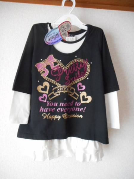 ★新品★重ね著?三段フリル チュニック&ラメ入りＴシャツ　 2WAY