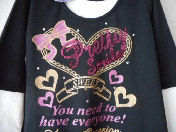 ★新品★重ね著?三段フリル チュニック&ラメ入りＴシャツ　 2WAY