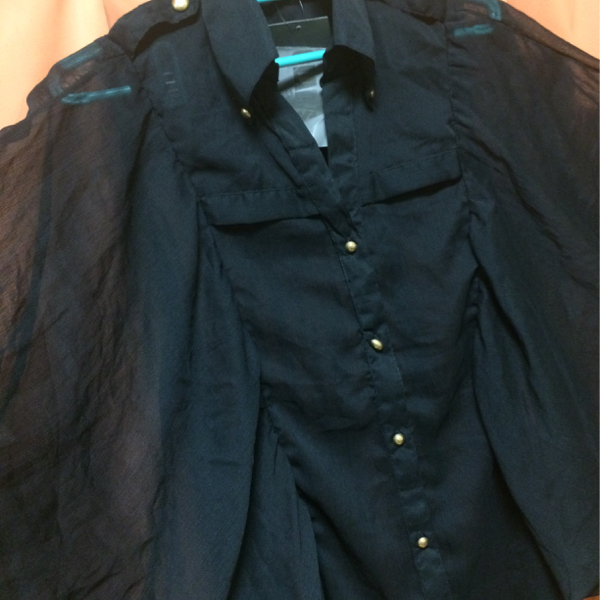 新品◆ 変形　シフォン　ロングブラウス　◆チュニック　M ブラック