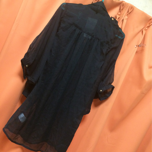 新品◆ 変形　シフォン　ロングブラウス　◆チュニック　M ブラック