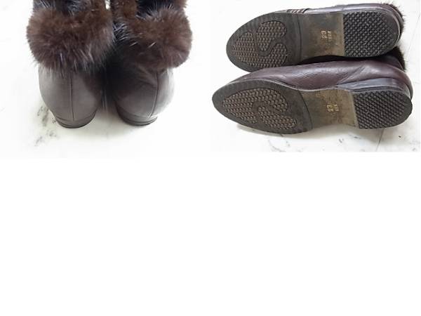 MORE BIDO натуральная кожа Brown мех кролика короткие сапоги ++