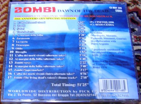 zombi soundtrack *20 anniversary special record go Brin Dawn of the Dead