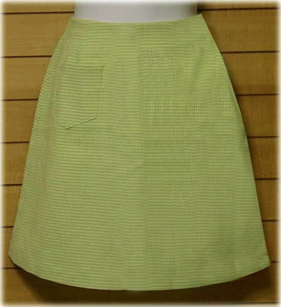 【新品】 METRONE 黄緑ギンガムチェックのスカート（W60）_画像1