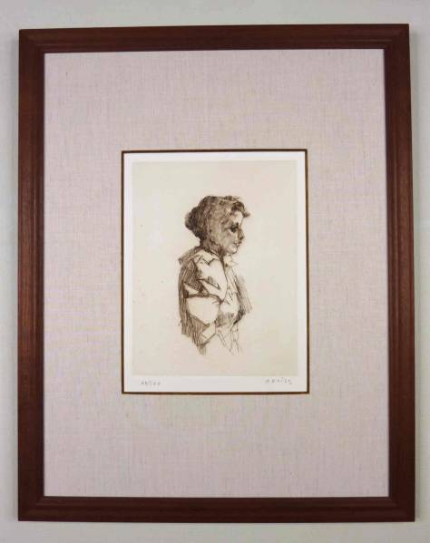 小磯良平 婦人像 エッチング 72/100 直筆サイン 銅版画 (検