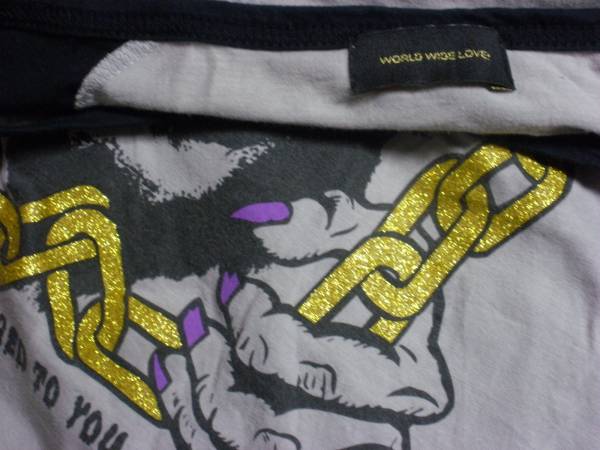 ワールドワイドラブ　WWL　ラグランTシャツ　タイガー　ラメ　