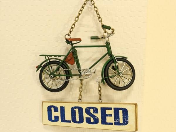 OPEN CLOSED（オープン クローズド）プレート（ドア プレート）自転車 両面サインプレート ドア 玄関飾り ノスタルジックデコ 自転車看板