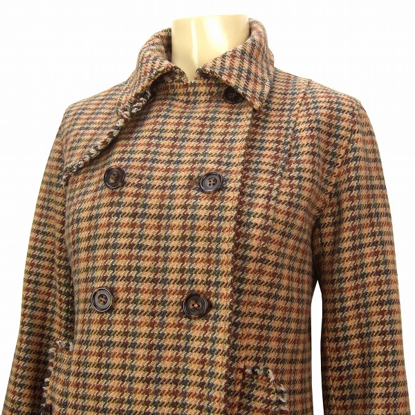 F 美品★EAST BOY イーストボーイ★綺麗ツイード生地*可憐フリンジトリム*上品ハーフコート*9號/M*38