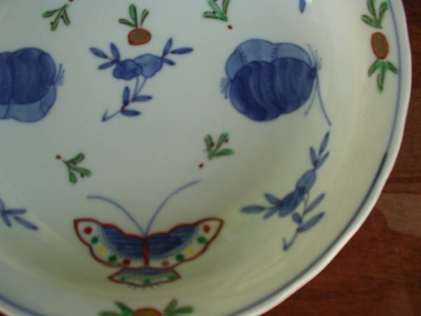  Arita *. hand ceramic art author * hand ..*. place . mountain * legume . flower butterfly . medium-sized dish * peace plate 1 sheets 
