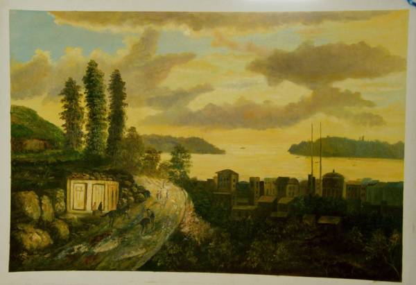 油絵　風景画　『夕焼け　懐かしき風景』　M30号(60x90cm)_画像3