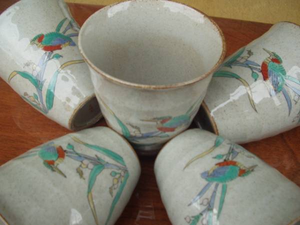 有田焼?柿右衛(wèi)門様式?館林古琳庵窯川蟬フリーカップ５個入り
