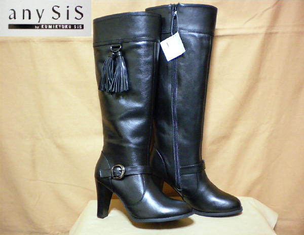 anysis★組曲★タッセルレザーブーツ★新品★難あり★黒★L(fēng)