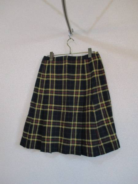 ZAZIE navy blue ground check mi leak height to coil manner skirt (USED)120215