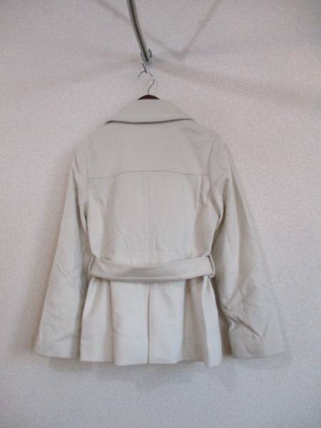 enqueteベージュベルト付ダブルボタンショートコート(USED121515)