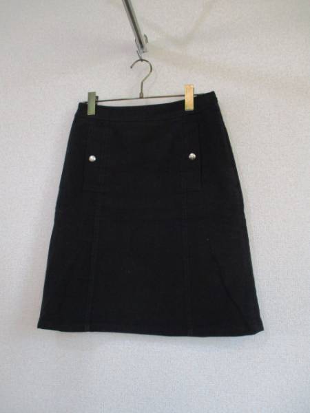 courreges黒膝丈タイトスカート（USED）92516)