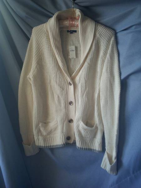 *GAP Gap cotton . knitted cardigan off white L new goods *