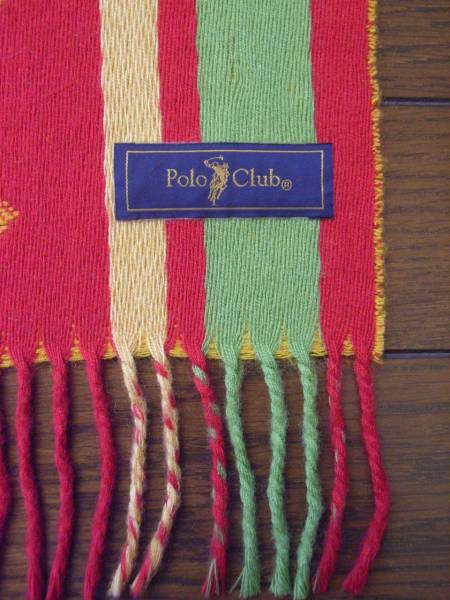 Polo Club　マフラー　アーガイル柄　赤×黄緑×黄 ～定型外送料無料　ポロクラブ_画像3