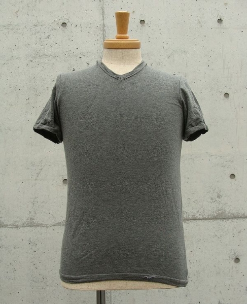 ■MIZUNO ミズノ カシミヤ混 Vネック 半袖 Tシャツ (M) 杢グレー