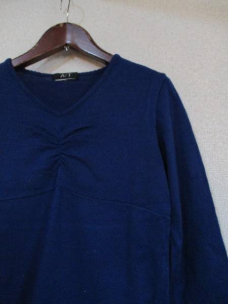 A/T青胸ギャザーVネックニット(USED）121015②)