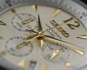 1円セイコー逆輸入シャンパンゴールド 100m防水 クロノグラフ 腕時計 本革 レザーブレス 新品未使用 SEIKO 1スタ 本物 メンズ