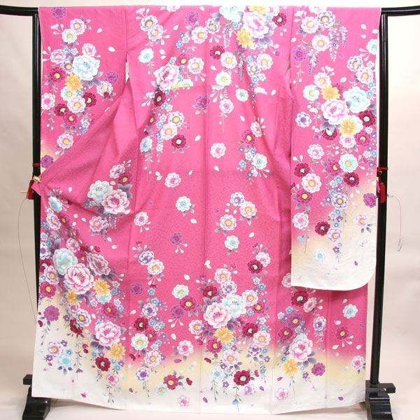  long-sleeved kimono full set silk kimono 100 flower ..7 days rental ( stock ) cheap rice field shop NO91