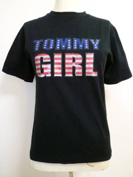 tommy girl/トミーガール●黒ロゴプリントTシャツ/ブラック/33_画像1