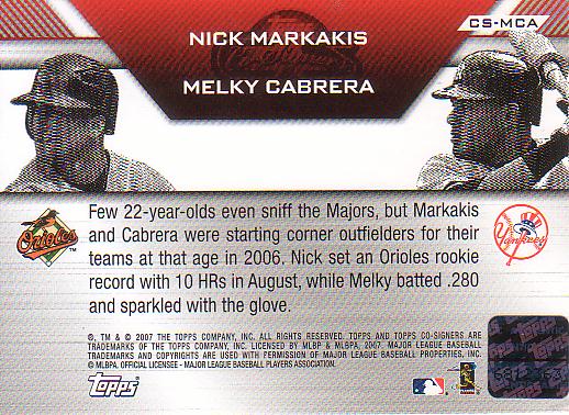 07 CO-SIGNERS 'CABRERA MARKAKIS' 直筆サインカード_画像2