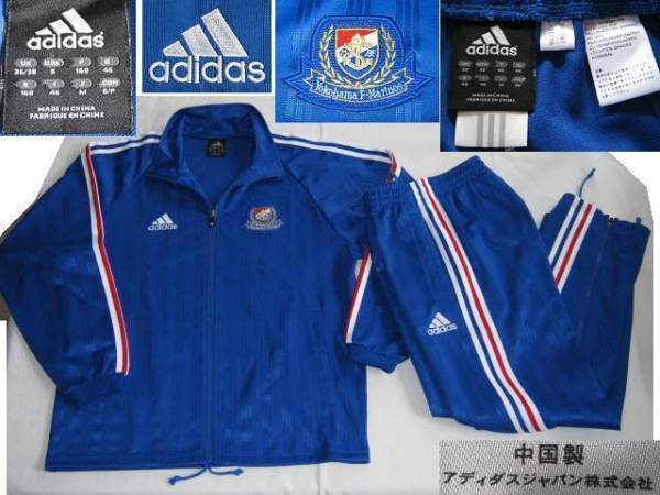 ★古着 目立つ汚れあり adidas アディダス 横浜F・マリノス ジャージ セットアップ 上下セット M シャドーストライプ サッカー Jリーグ★_画像1