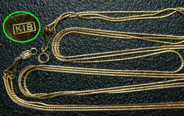 ◆質◆K18製ネックレス　3連デザインチェーン　ロングタイプ　イエローゴールド　67cm◆OJ-3938