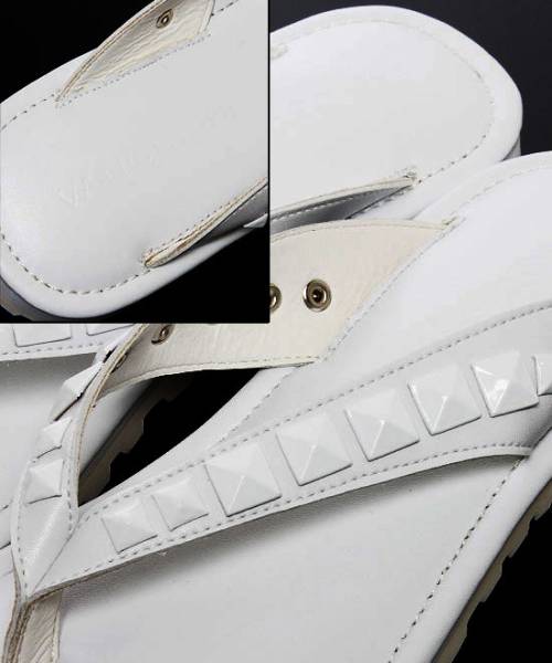 新品VSH062【VANQUISHコンバットスタッズサンダル白】デニム